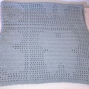 Cozy‎ Blue Nature Blocks Crochet Throw Blanket 5’x5’